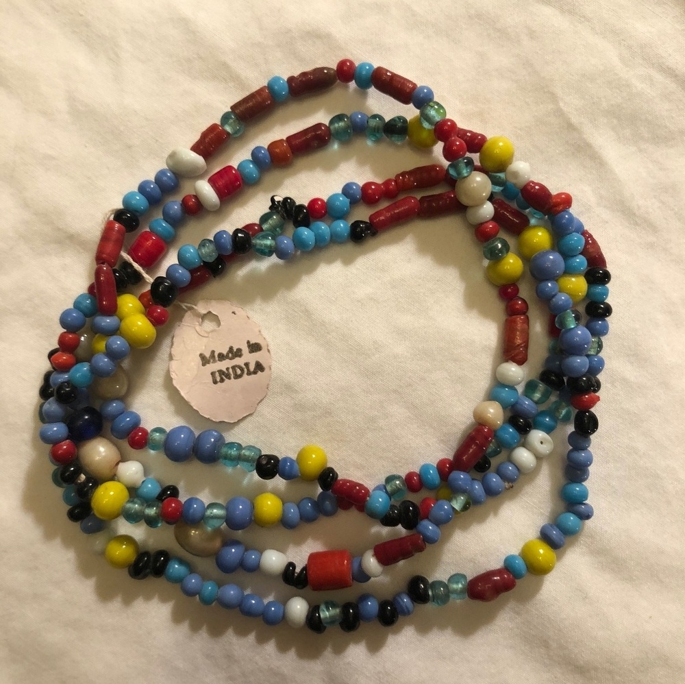 Colorful Glass Beaded Long Necklace, Made in India